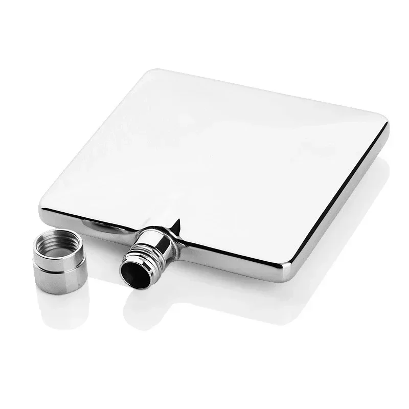 절묘한 4OZ 플랫 힙 플라스크, 고품질 스테인레스 스틸 위스키 와인 포트, 야외 여행용 휴대용 사각 알코올 용기 