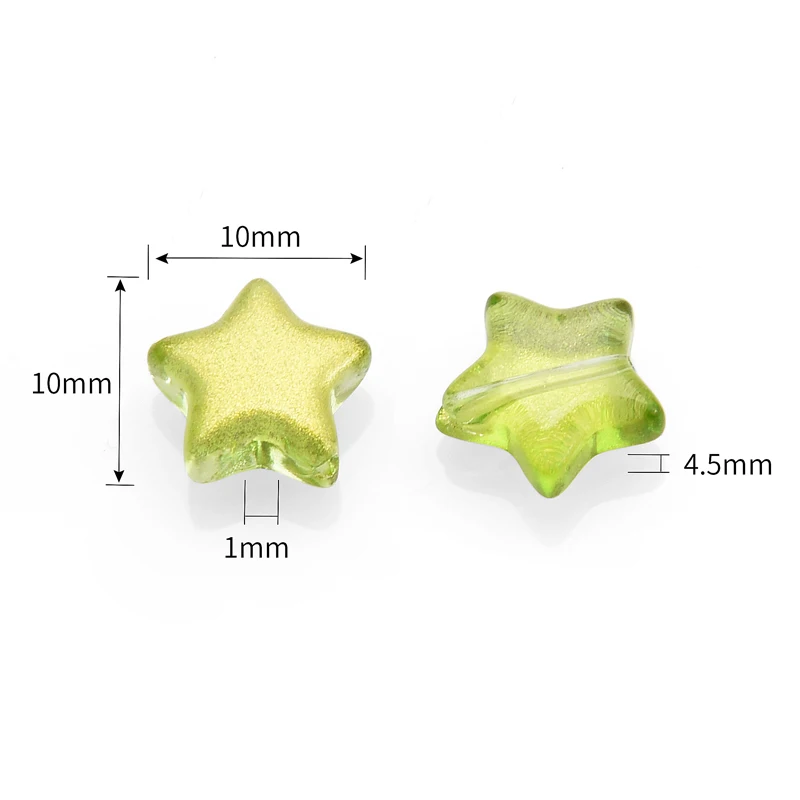 50개/묶음 10mm 별 모양 유리 비즈 스페이서 비즈 쥬얼리 제작용 헤어핀 수제 펜던트 DIY 비즈 쥬얼리 제작 액세서리