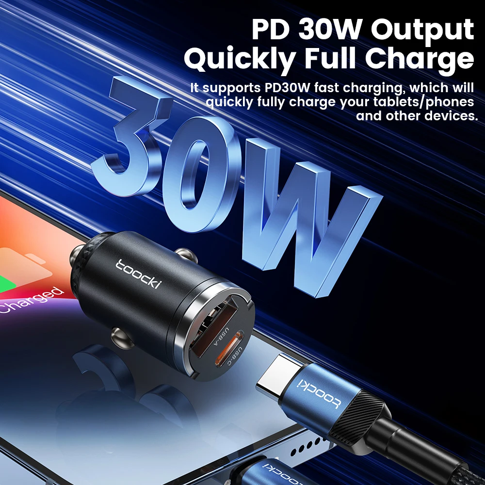 car phone charger Toocki 45W Car Charger Fast Charging PPS 33W PD Fast Type C for iPhone 15 14 13 12 Samsung S23 S22 Xiaomi POCO