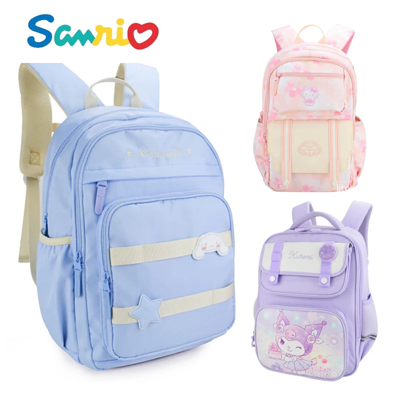 

Sanrios Hellokittys My Melody Cinnamoroll Kuromi Kids Schoolbags Student Backpacks Spine Protection Load-Reducing Girl Backpacks