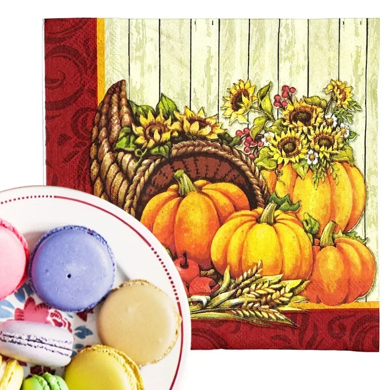Summer Halloween Pumpkins Autumn and Winter Coloured Napkins Unscented Virgin Wood Pulp Printed Tissue Paper Party