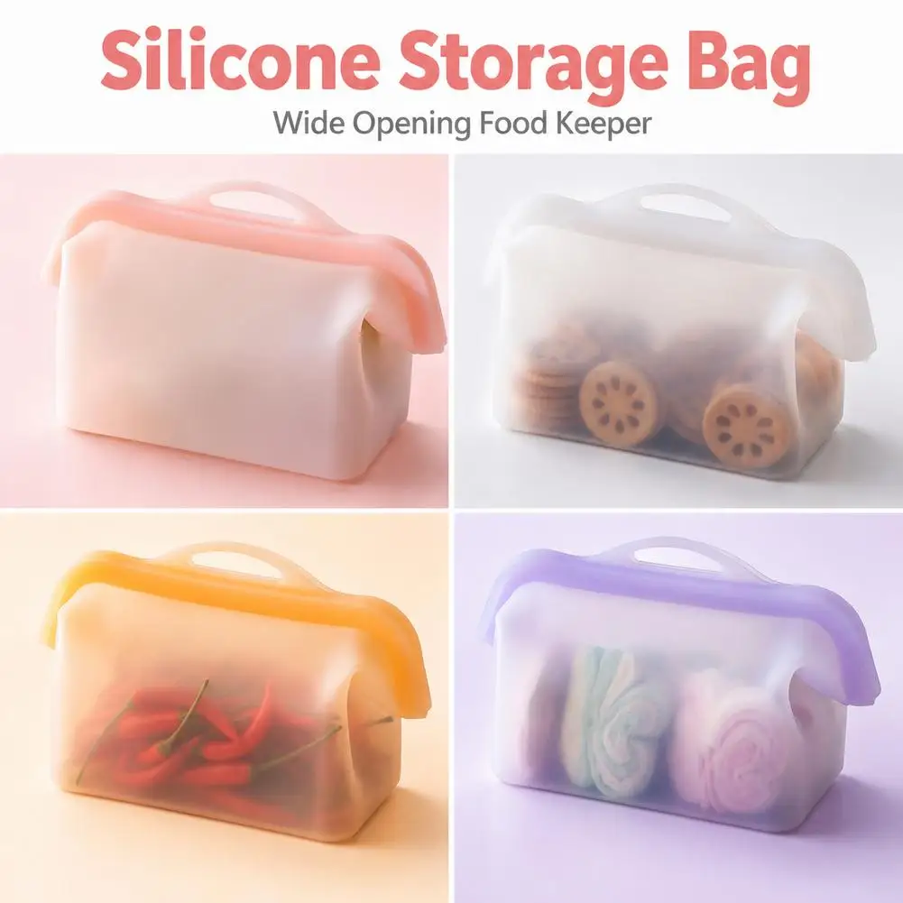 Wide Opening Reusable Silicone Food Storage Bag