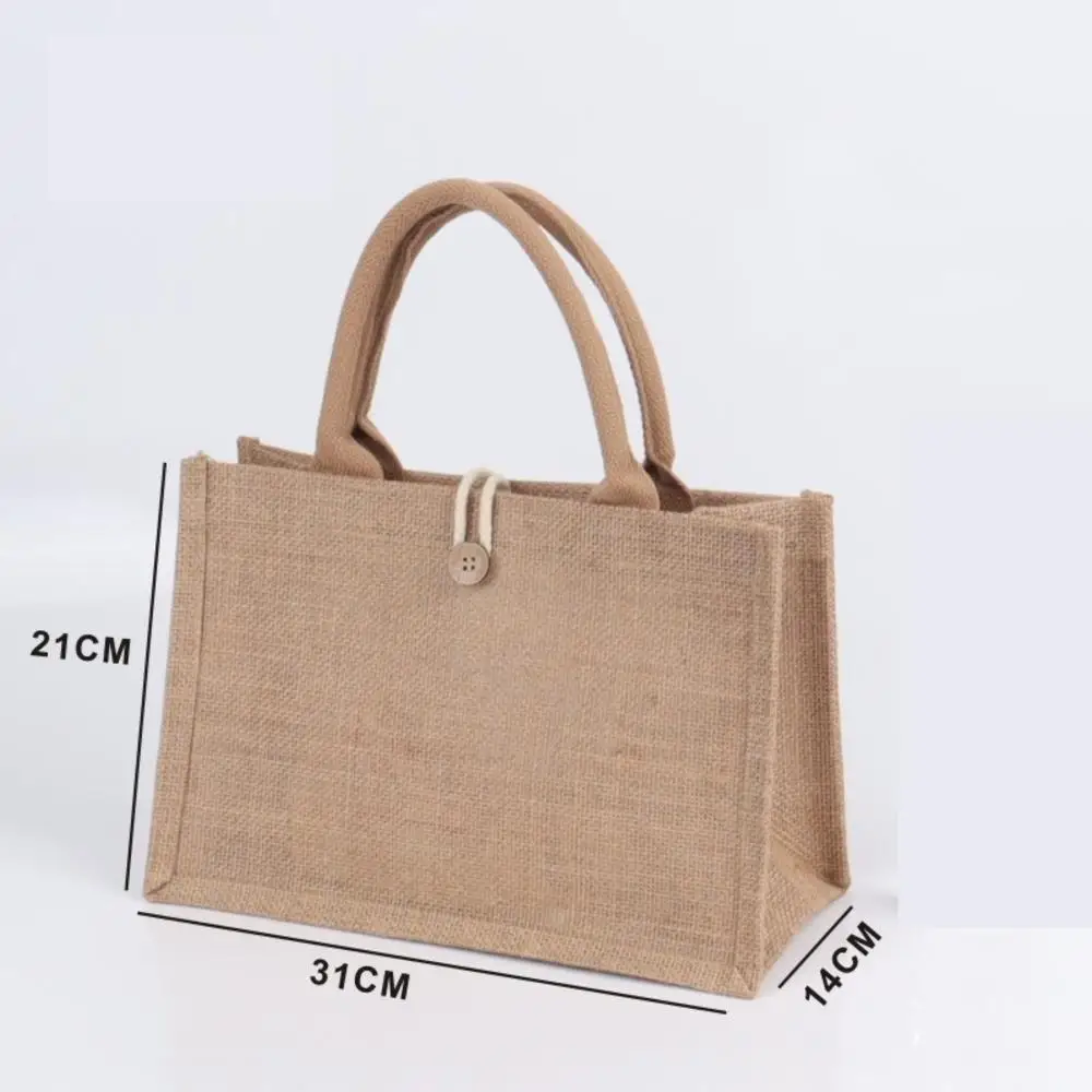 Fashion Burlap Tote Bag Women Jute Beach Shopping Handbag Vintage Portable Reusable Gift Bags withe Handle Multiple Sizes