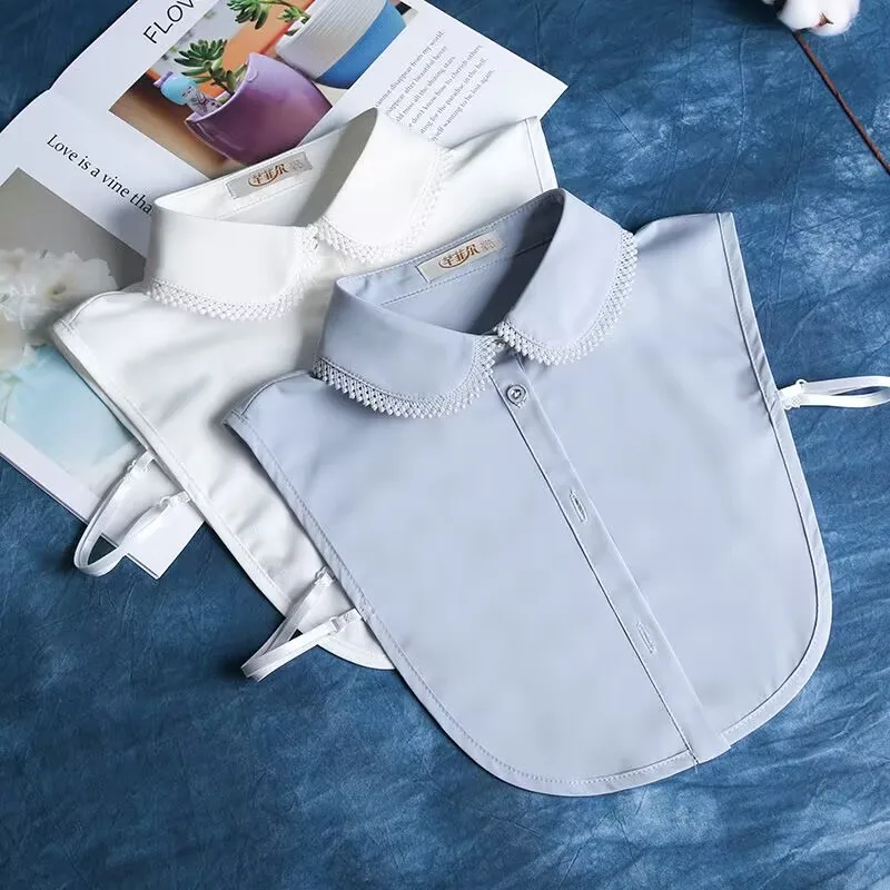 Camicia Da Donna Con Piping In Pizzo Bianco Collari Finti Collari Rimovibili Peto Mujer Chemisier Tie Colletto Finto Collari Staccabili Da Donna Faux 