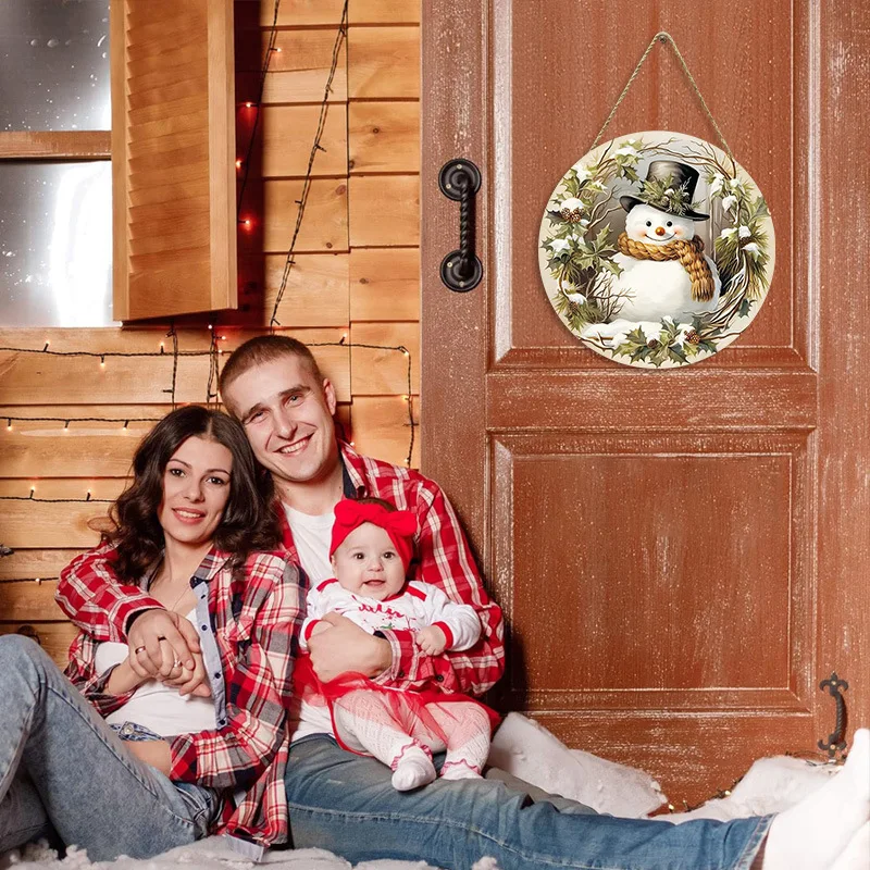 

29 см рождественские украшения, деревянный подвесной знак в виде снеговика, подвеска на дверь, дверь, Подвесной деревянный знак, подвеска на Рождество