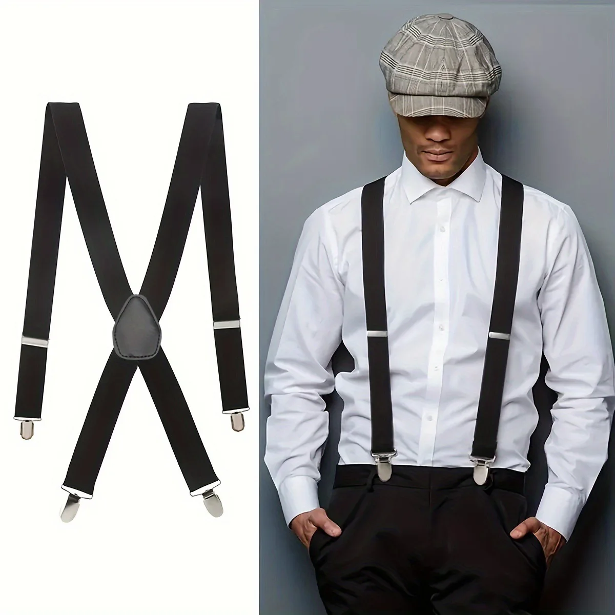 Leather Pants Suspenders for Men Heavy Duty