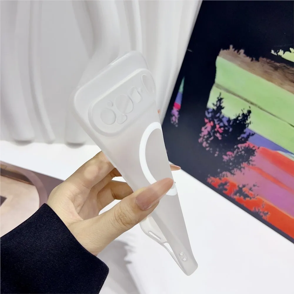 Luxury Translucent Matte Magnetic Case with Wireless Charging Capability - Candy Color Slim Cover