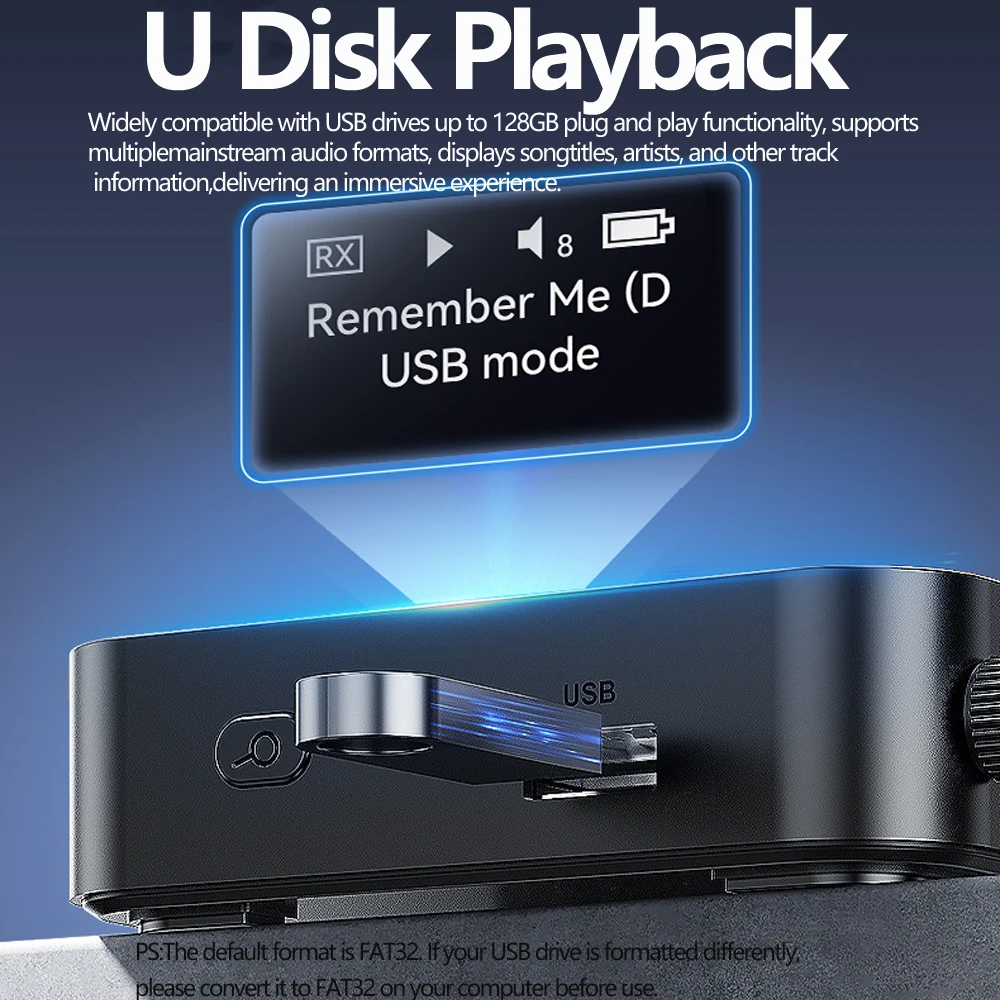 OLCD 블루투스 6.0/5.2 오디오 수신기 송신기 AAC aptX-LL/AD/HD 3.5mm Aux 광학 무선 스테레오 음악 U 디스크 플레이어