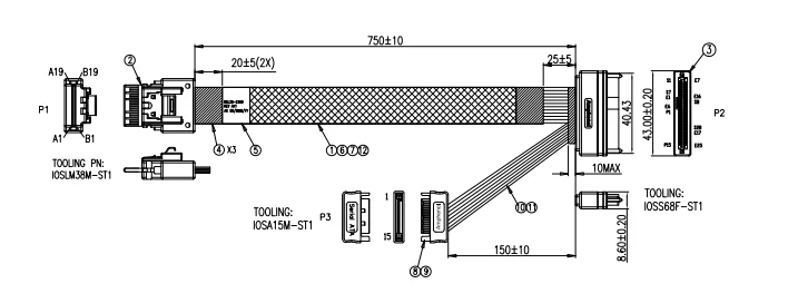 PCIE 4,0 Slimsas 4i (SFF-8654) bis U.2 SFF-8639 kabel erhältlich in 0,75 m – Detail 2