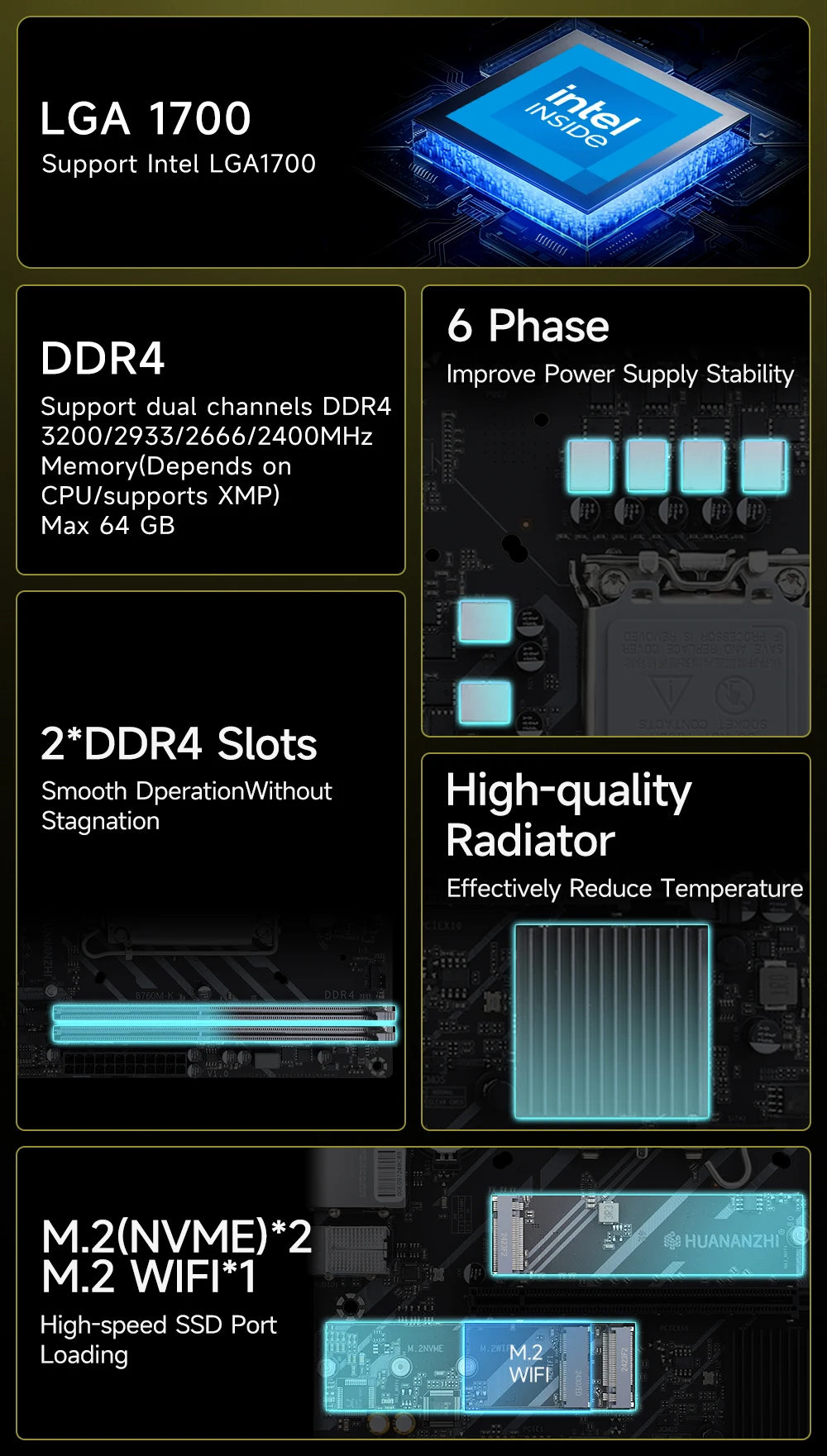 HUANANZHI B760M K M-ATX DDR4 Intel LGA 1700 اللوحة الأم - Image 6