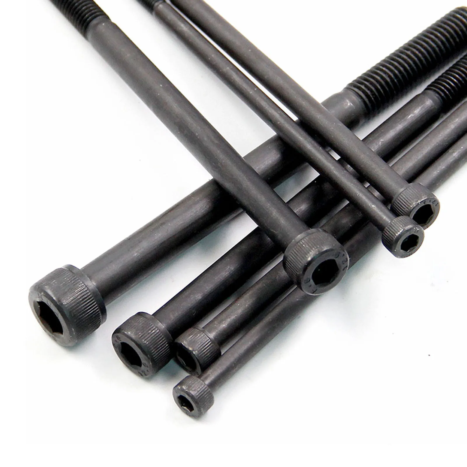 1/10pcs M3 M4 M5 M6 M8 Black Grade 12.9 Steel Lengthened Long Allen Hexagon Hex Socket Cap Head Half Thread Screw Bolt 30~300mm