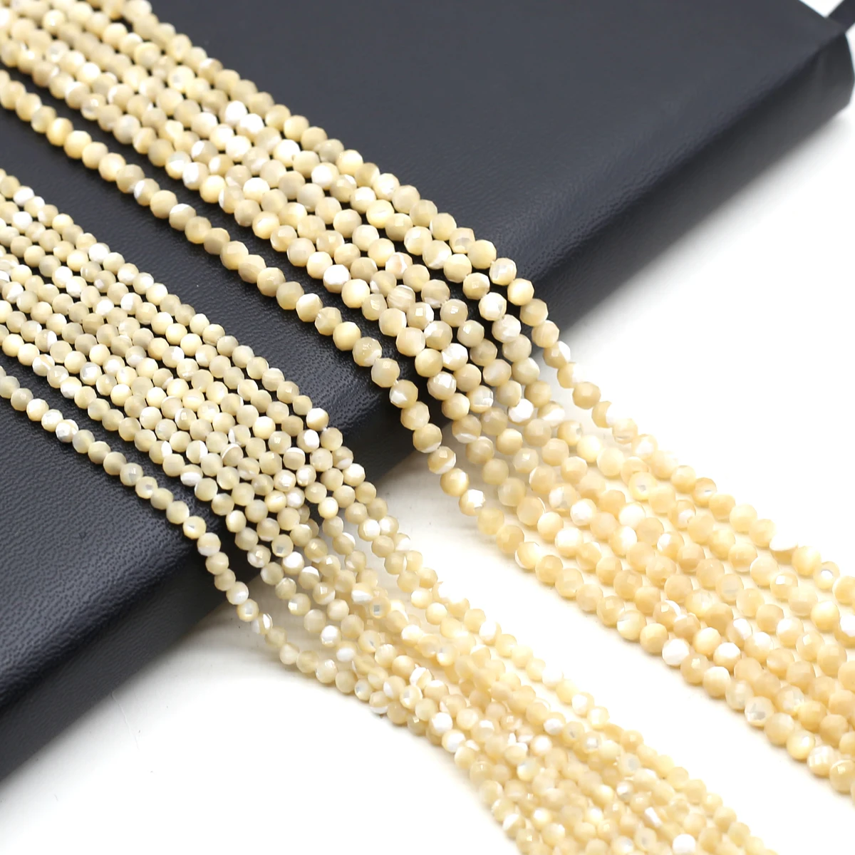 

Natural Freshwater Shells Beaded Faceted Round Charms Isolation Loose Beads for Jewelry Making Diy Necklace Bracelet Accessories