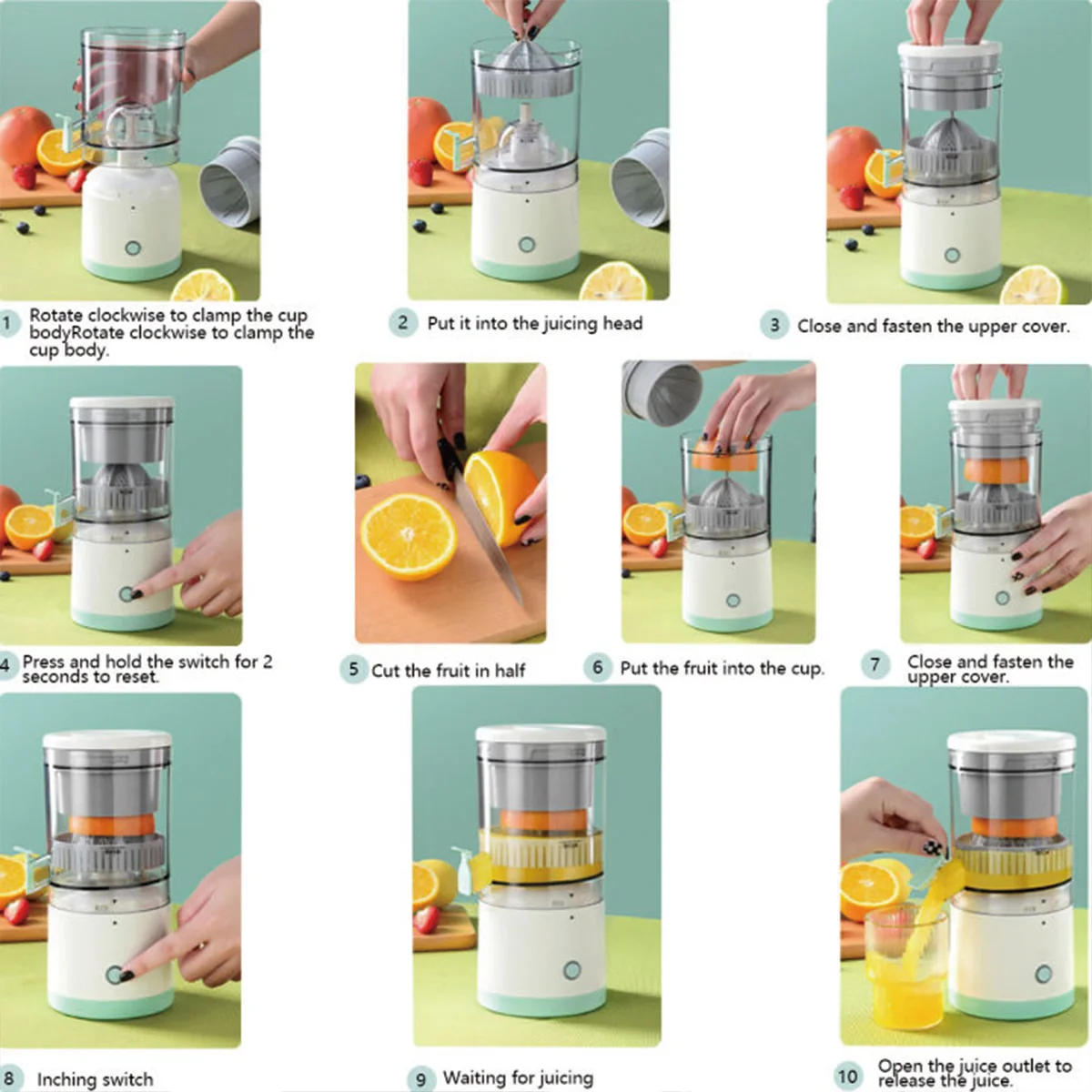 1PC Electric Juicer Juice Cup Citrus Orange Lemon Squeezer USB Charging Kitchen Fruit Juicer Blender Fresh Separator Press Mac 4