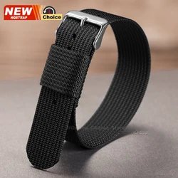 Durable Nylon Military - Style Watch Strap - Universal Replacement Wristband - 22mm (Black)