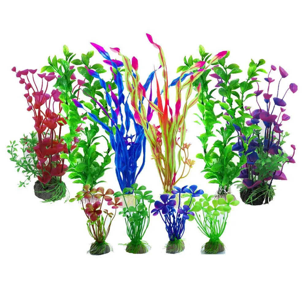 10PC Artificial Plants Aquatic Tank Aquatic Kelp Grass Plant Plastic