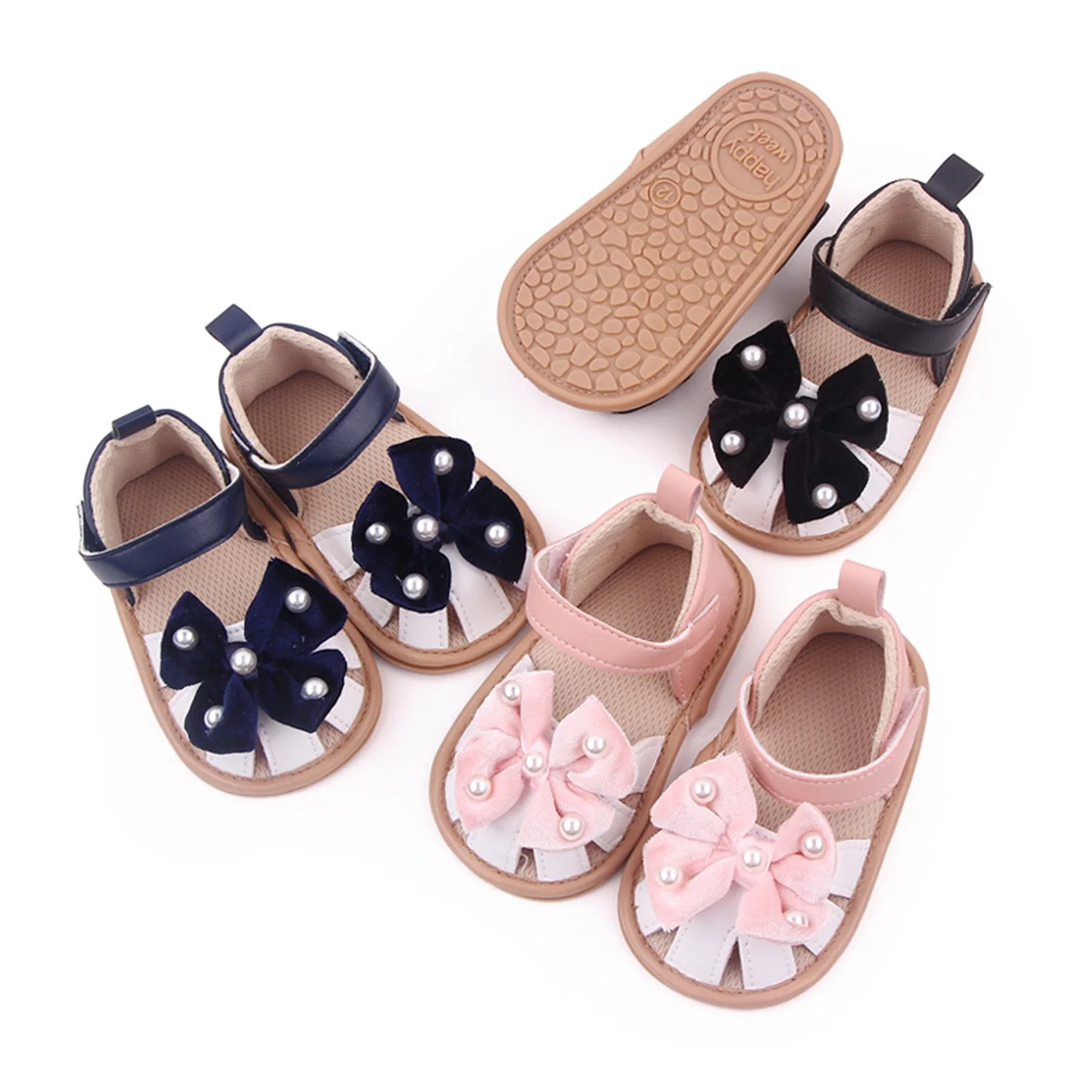 Citgeett Summer Infant Baby Toddler Girls Sandal PU leather Bowknot Non-slip Flat Shoes for Casual Daily