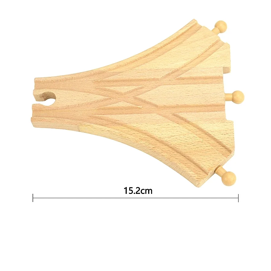 Wooden Train Track Intersection - Star-Shaped Crossroads & Expansion Accessory