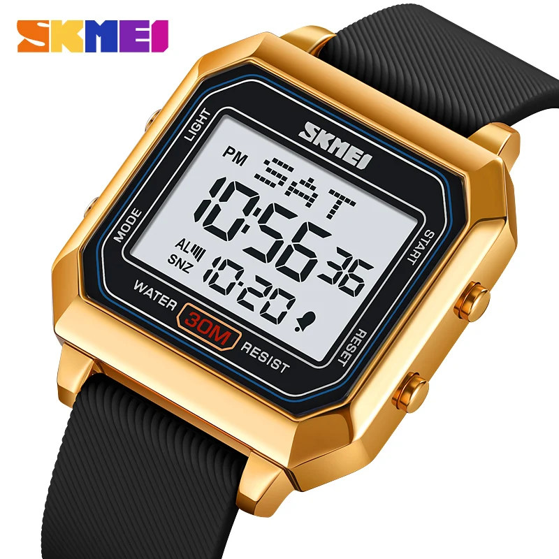 

SKMEI Digital Watch Stainless Steel Caseback Dual Time Luminous Hour Clock 24 Hour System Silicone Strap Luxury Waterproof 2150