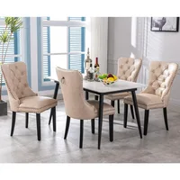 Dining Chairs Set of 4 Mid Century Modern Tufted Chairs Armless Rubber Wood Vintage Chairs Upholstered Nailhead Side Chair 1