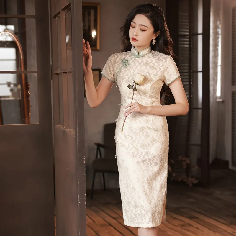 

Yourqipao Summer Composite Lace Improved Cheongsam Retro Elegant Young Girls Daily Qipao Chinese Style Evening Dress for Women