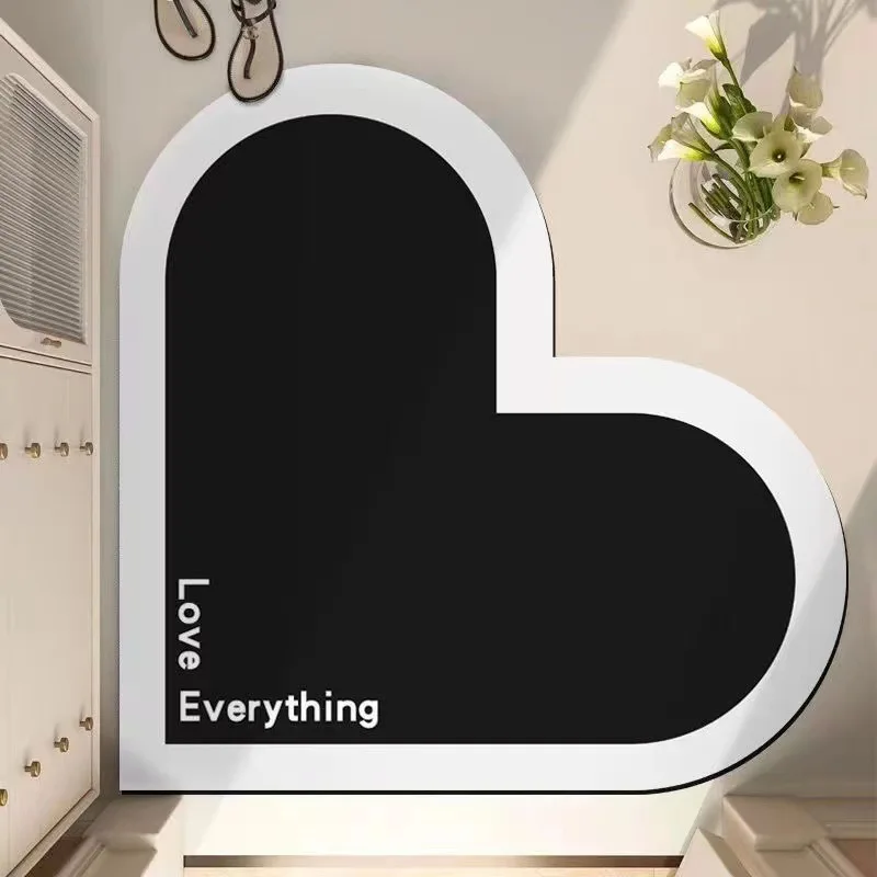 세척 가능한 하트 모양 발 매트, 욕실 입구 바닥 매트, 복숭아 코너, 흡수성 미끄럼 방지 발 매트, 80x80cm