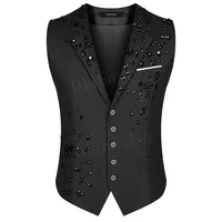 Olibexley V01 Men's Suit Vest for Men Slim Fit Formal Business Waistcoat Tuxedo V-Ncek Solid Vest for Wedding 2