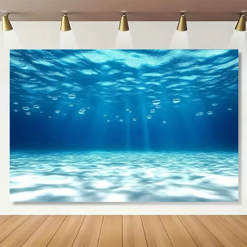 Unterwasserwelt Meeresboden Ozean-Thema Hintergrund Fisch Korallen Sonnenlicht Tiefblaues Wasser Baby Porträt Fotografie Hintergrund Fotostudio – Detail 6