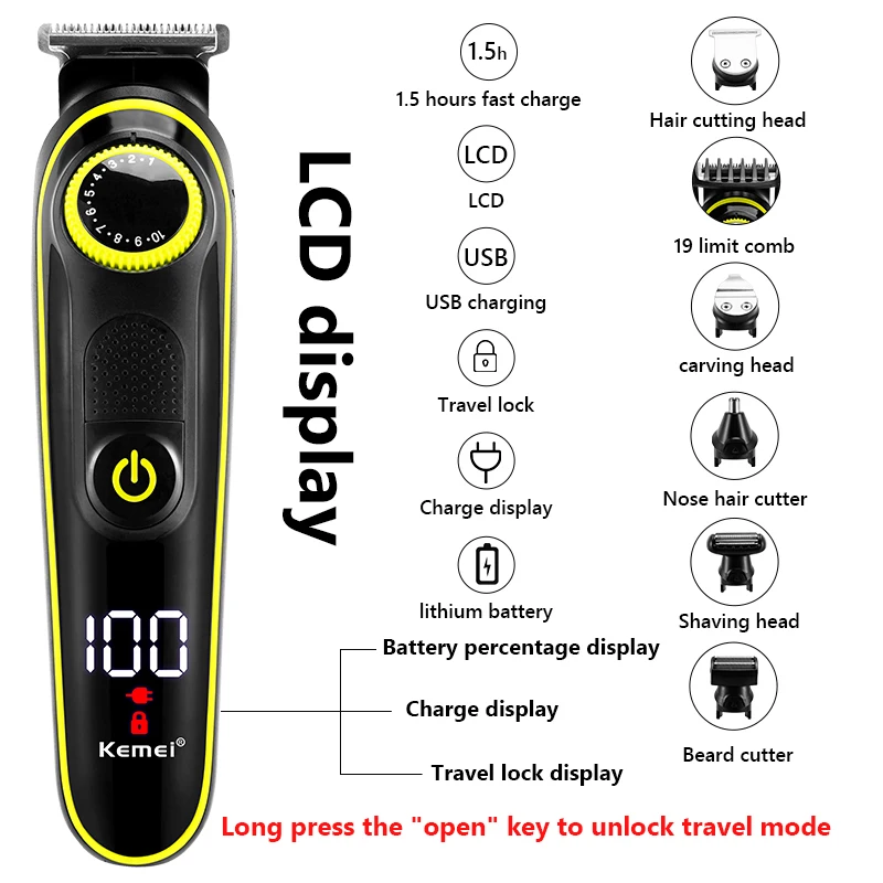 Electric Hair Clipper Multifunctional Trimmer For Men Electric Shaver For Men's Razor Nose Trimmer 5 In 1 Hair Cutting Machine hair clipper electric shaver hair trimmer ear and nose hair trimmer