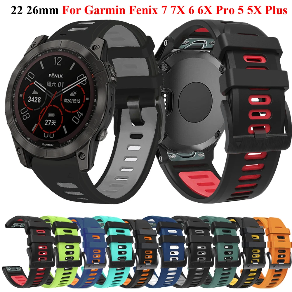 

For Garmin Fenix 7 7X Strap 6 6X Pro 5 5X Plus 3 HR Silicone Replacement Watchband Wristband 22 26mm Quick Release Bracelet