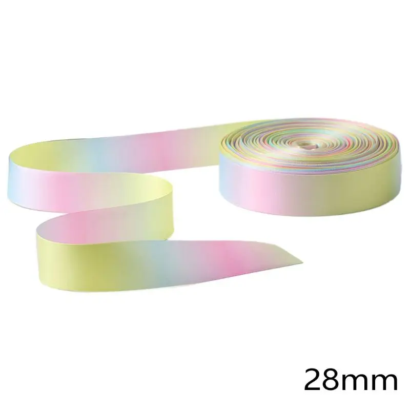 50 Yards/Roll Light Rainbow Colorful Double Sided Ribbon for Hair Bow Making DIY Wedding Party Gift Wrapping