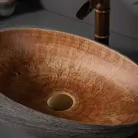 เซรามิคอ่างล้างหน้ารูปไข่ retro ล้างครัวเรือนตารางห้องน้ํายุโรป Jingdezhen 4