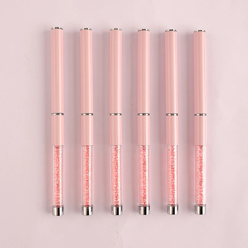 Professional Nail Art Brushes Pens Line Brush Pink UV Gel Painting 3D Rhinestones Brush Manicure