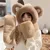 3Pcs/set Thickened Bear Ear Plush Pullover Cap Winter Imitation Rabbit Fur Warm Scarf All-in-one Hat Outdoor Mask Integrated Cap 7