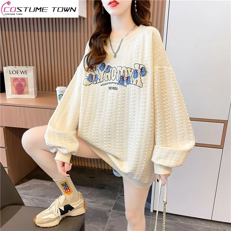 Spring and Autumn 2023 New Korean Version Round Neck Top Letter Embroidery Loose Fashion Casual Age Reducing Jacket