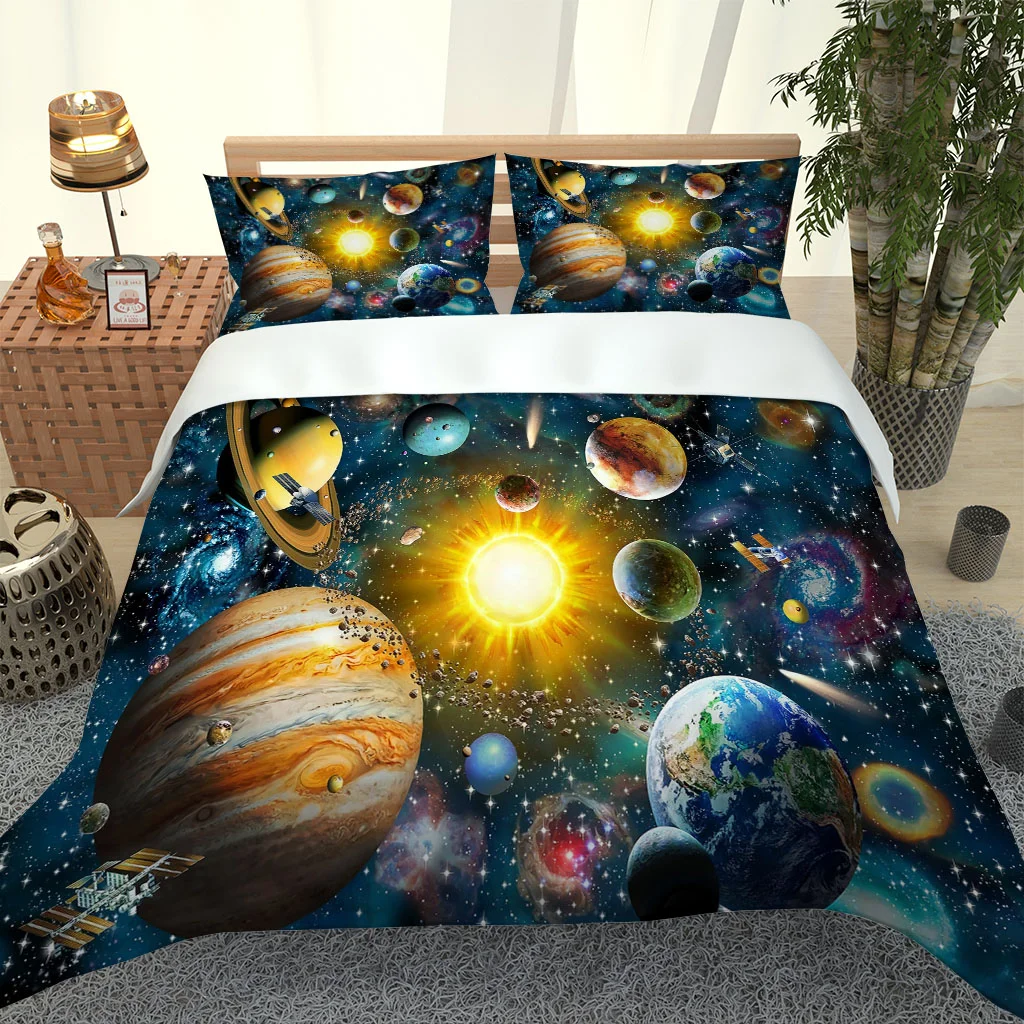 

Cosmic Solar System Planet 3D Bedding Set For Kids Boys Girls Quilt Set 1 Duvet Cover And 2 Pillowcases Soft Single Double