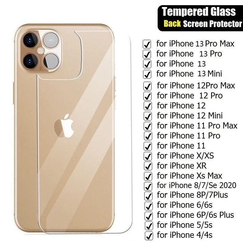 

Back Tempered Glass For iPhone 14 Pro 12 pro 11 7 SE Rear Screen Protector Glass Back Cover Protector For iPhone 13 Pro Max XR 8
