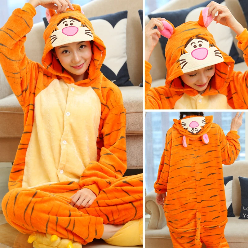 Tiger Costume Pajama Onesie Kigurumi Jumpsuit Nightwear Animal Hoodie