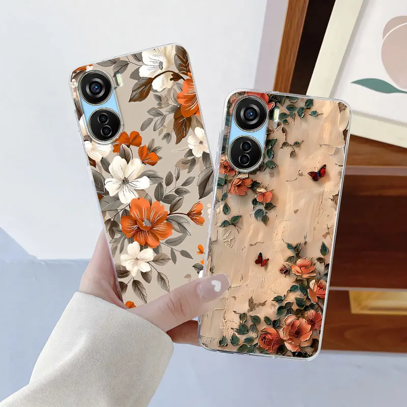 Luxury Marble Flower Transparent Soft Silicone Phone Case