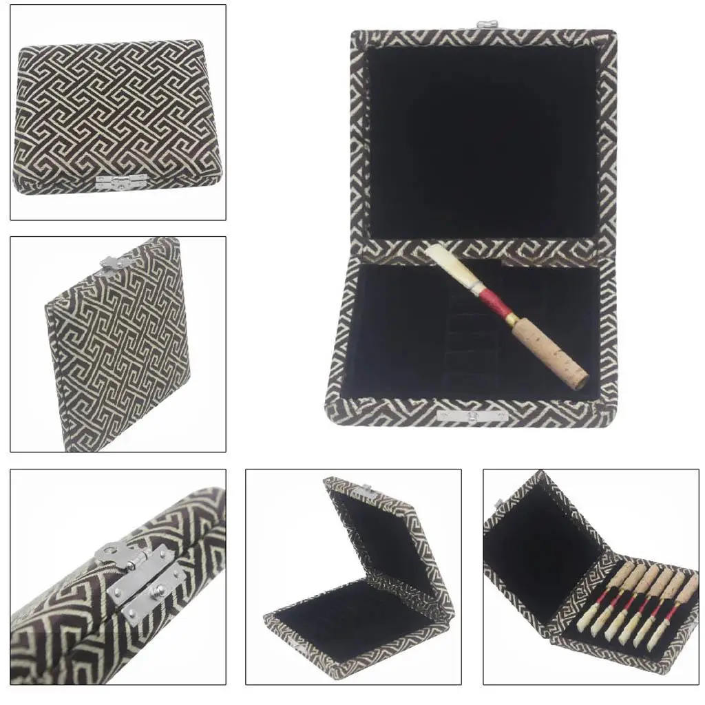 Oboe Reeds Case Storage Box for 6 Pcs Reeds Musical Accessories Peach Wooden