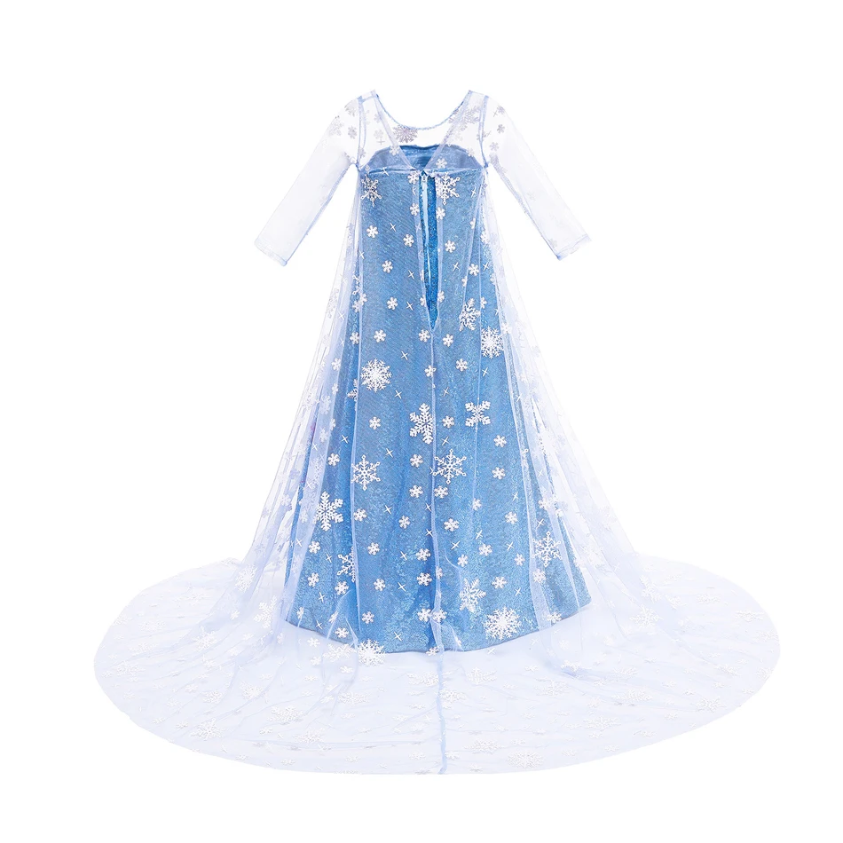 Girls Elsa Dress Fancy Snow Queen Cosplay Princess Costume With Cloak Apparel Role Play Clothes Halloween Carnival