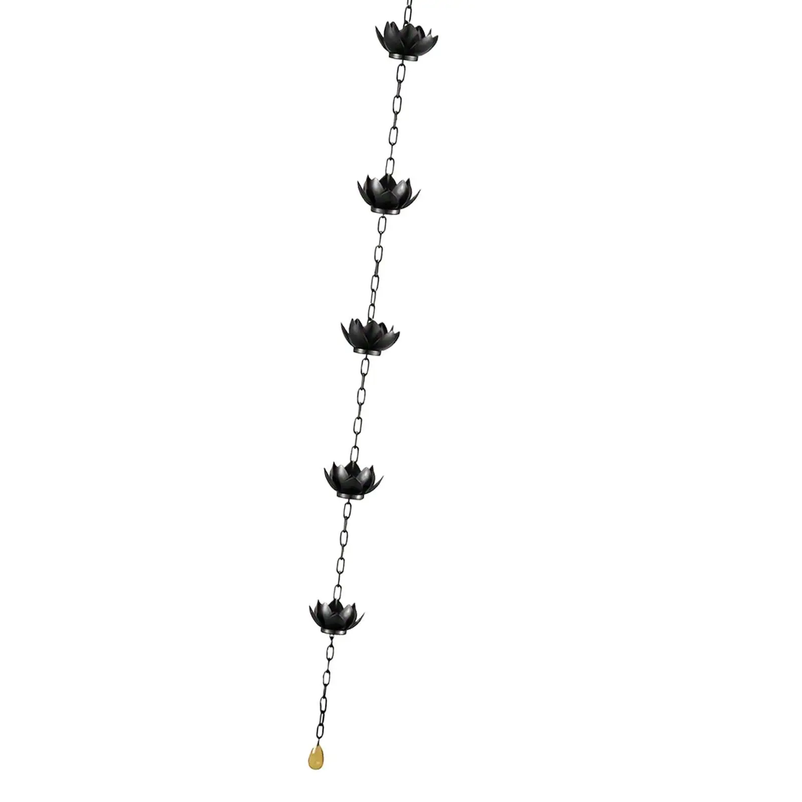 Lotus Rain Chain Gutter Chain 4.3 ft Replacement Downspout Water Diverter Rainwater Catcher for Yard Courtyard Outdoor House