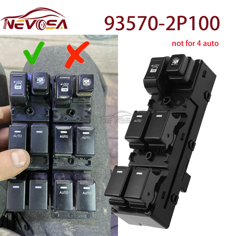 NEVOSA Kia Sorento 용 앞 좌측 드라이버 2010 2011 2012 2013 전력 창 스위치 93570-2P100 93570-2P200 93570-2P100VA