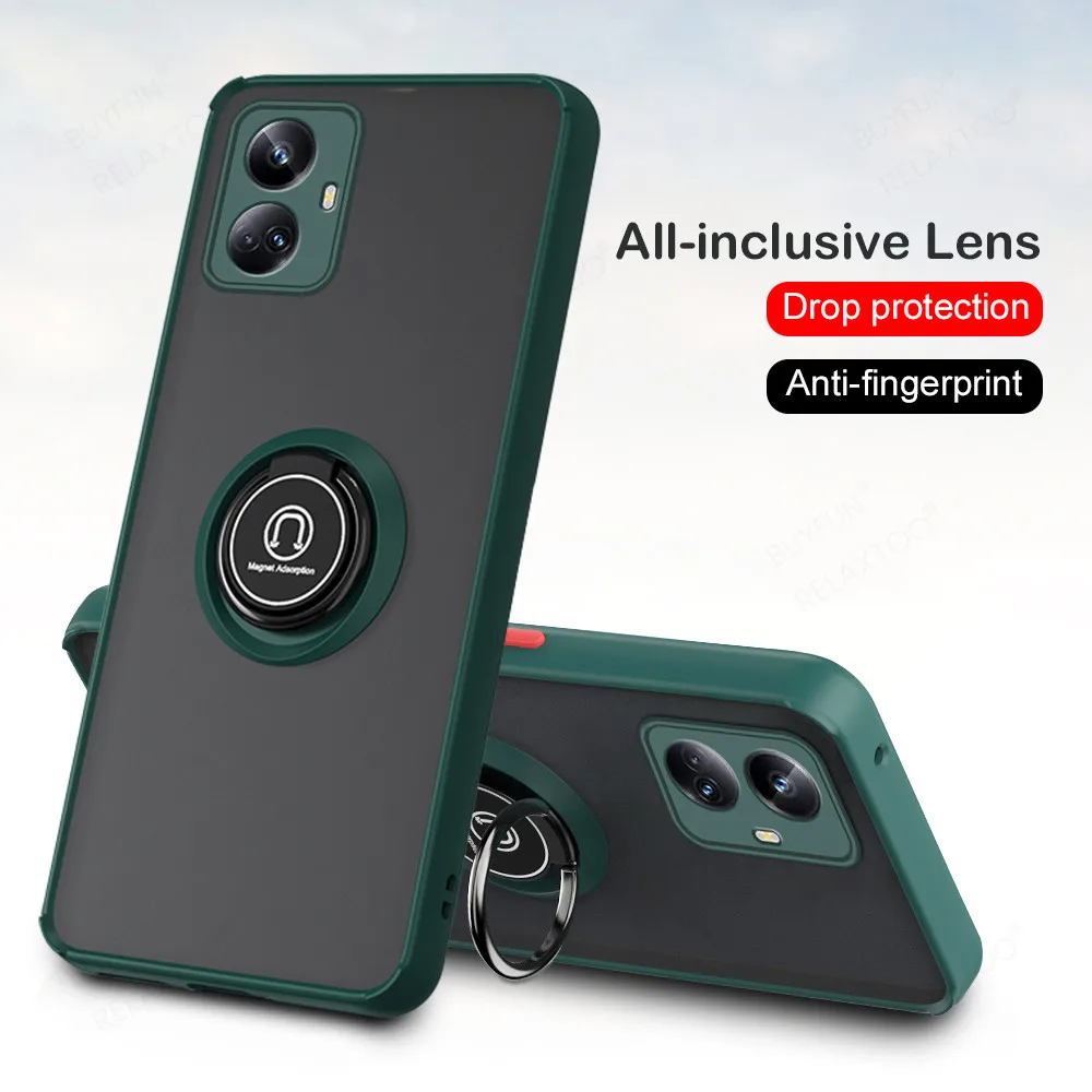 Per Realme 10 Pro Plus 5G Custodia Opaca Armor Camera Protect Cover Realmy 10Pro 10Proplus Realme10 4G Car Magnetic Ring Stand Coque