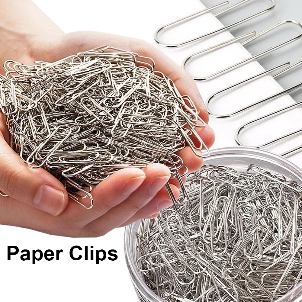 Metal Silver Paper Clips For Paperwork Stainless Steel Bookmark Paperclips Organizers Office School Supplies 1pc