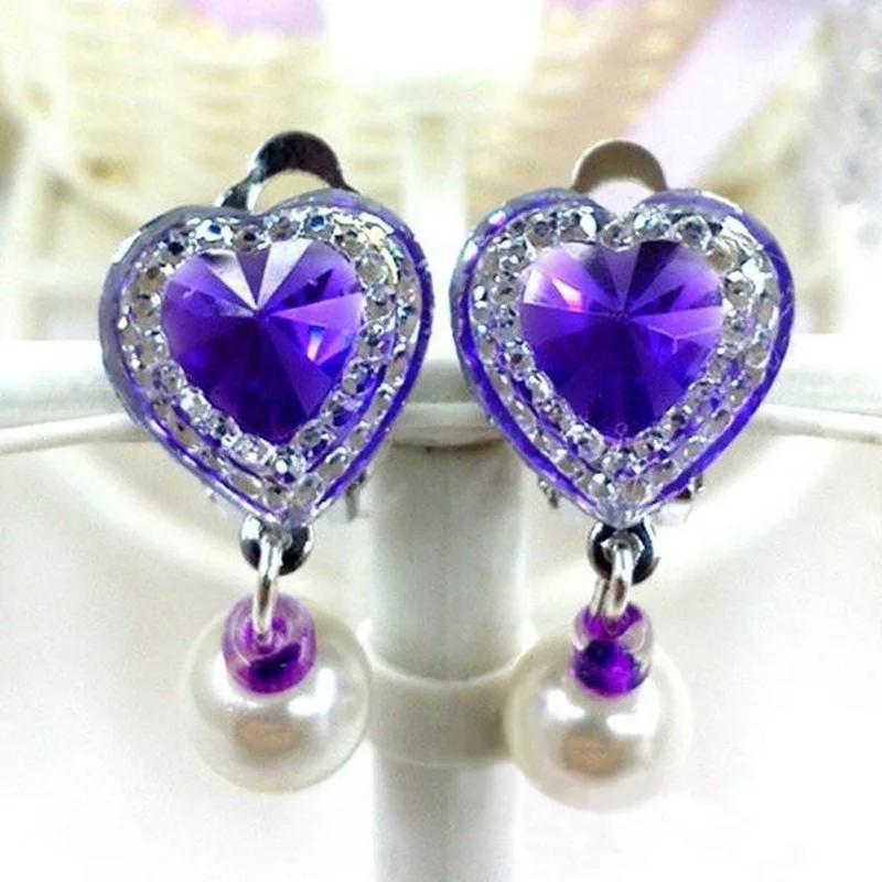 Diamond Twinkle Earrings Jewelry Fancy Children's Ear Clip Earrings Princess No Pierced Female Fake Earrings Love Flashing - 3