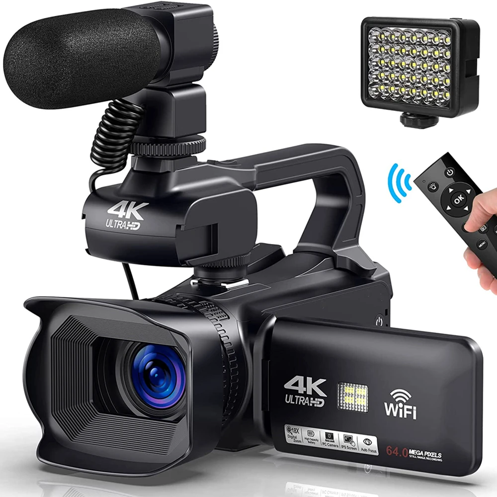 Komery Caméscope Youtube 4k Ultra Hd, Caméra De Streaming 64mp, Écran