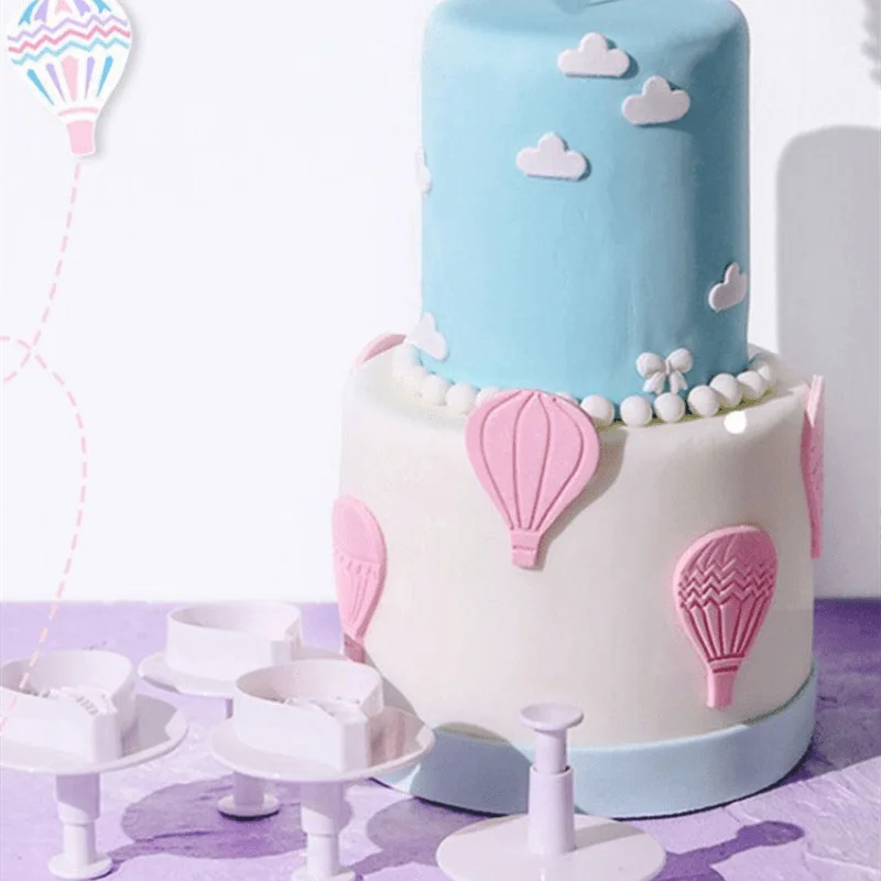 4pcs, Hot Air Balloon Spring Mold Simulation Biscuit Mold Set DIY Baking Utensils, Cookie Stamp Set,  Kitchen Accessories