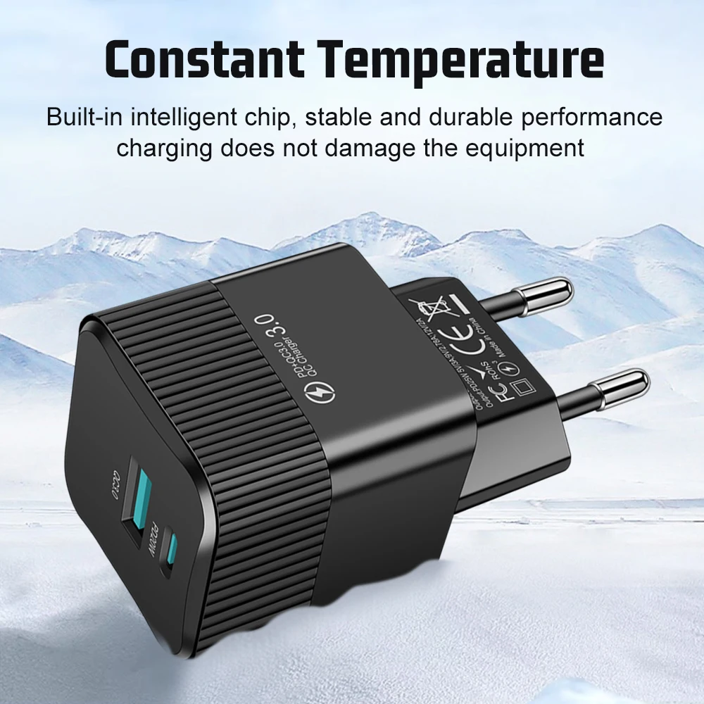 25W USB PD Fast Charger 2 Ports Quick Charging QC3.0 Phone Charge Adapter For iPhone Xiaomi Samsung KR Plug Wall Chargers