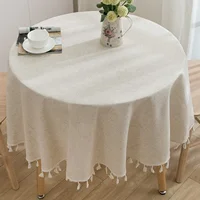 French Round Tablecloth Household Circular Table Cover Linen Cotton Tablecloth with Tassels Home Party Wedding Kitchen Decor 1