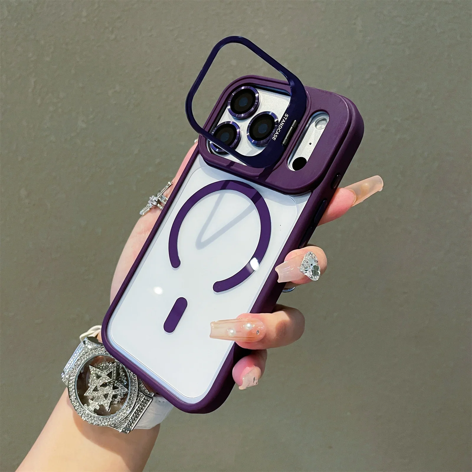 Magnetic Clear Slim Phone Case with Kickstand - Protective Cover